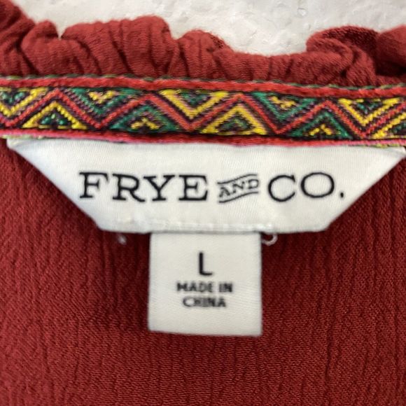 Frye and Co Blouse Top Size Large Popover Red Peasant - Picture 7 of 8